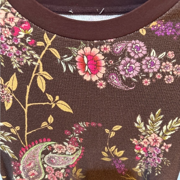 Sundance Brown and Pink thermal style top lightweight size S - Picture 2 of 4